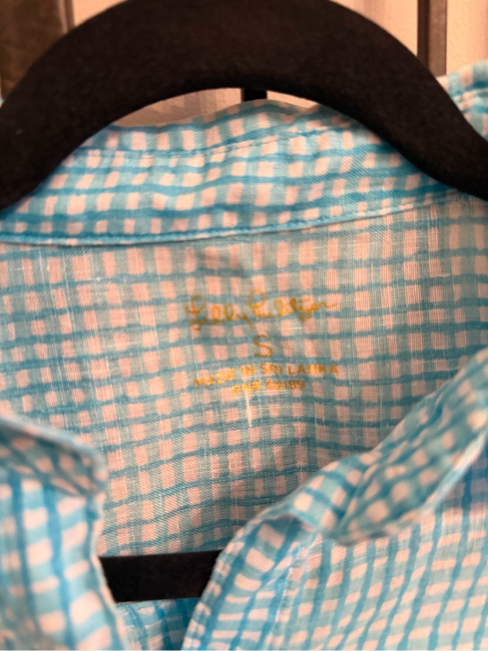 Lilly Pulitzer Turquoise Button-Down linen gingham Shirt and shorts set - Picture 2 of 7